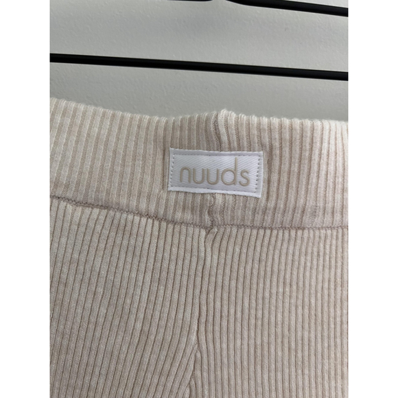 Nuuds Pants Womens 2XL Beige Ribbed Knit Wide Leg Lounge Pull On Soft Stretch - Picture 8 of 9